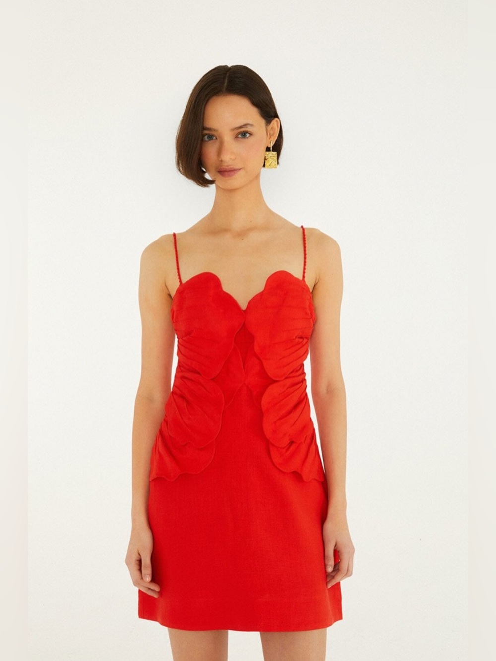 Red 3d Flower Euroflax Premium
Linen Mini Dress / sleeveless flower mini dress